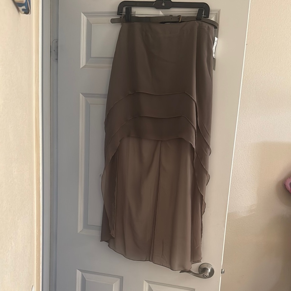 Pink and Orange High-Low Midi Skirt for Casual Wear